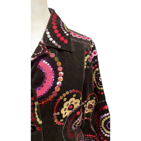 New Susan Bristol Black Velvet Colored Sequin‎ Jacket Size 6P - Picture 6 of 10